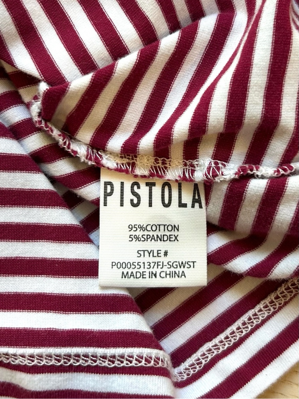 PISTOLA Trina Sangria Striped Muscle Tee Top Cotton Stretch Designer Size M - Picture 8 of 8